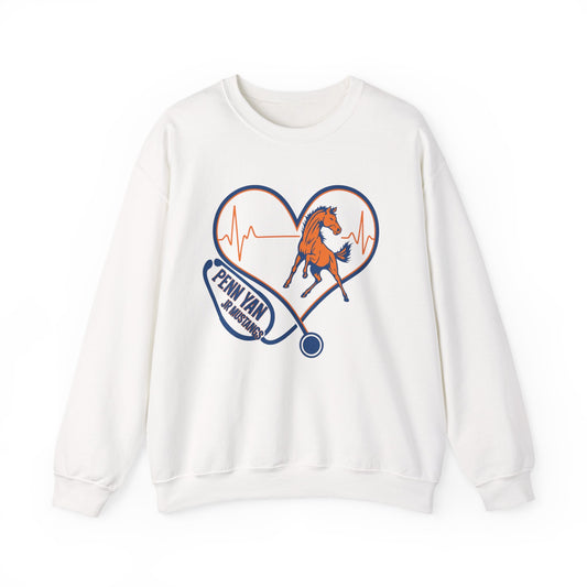 Heartfelt Horse Graphic Crewneck Sweatshirt for Animal Lovers, Cozy Gift for Birthdays, Holidays, Everyday Wear, Equestrian Apparel