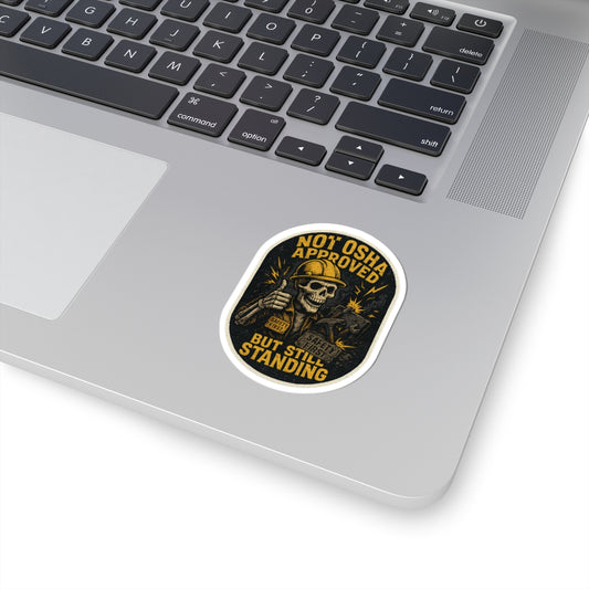 Funny Skeleton Safety Stickers, Not OSHA Approved, Vintage Skull Art, Cool Laptop Decal, Gift for Workers, Safety First Decor