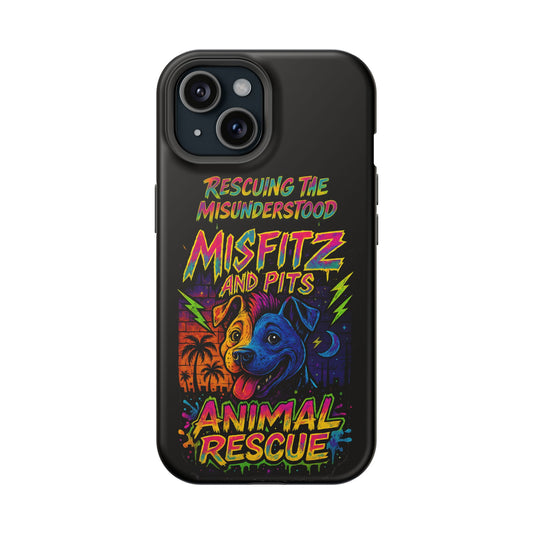 Misfits And Pits Animal Rescue Phone Case - Magnetic Tough Case, Dog Lovers, Pet Adoption, Gift for Animal Advocates, Eco-Friendly Design